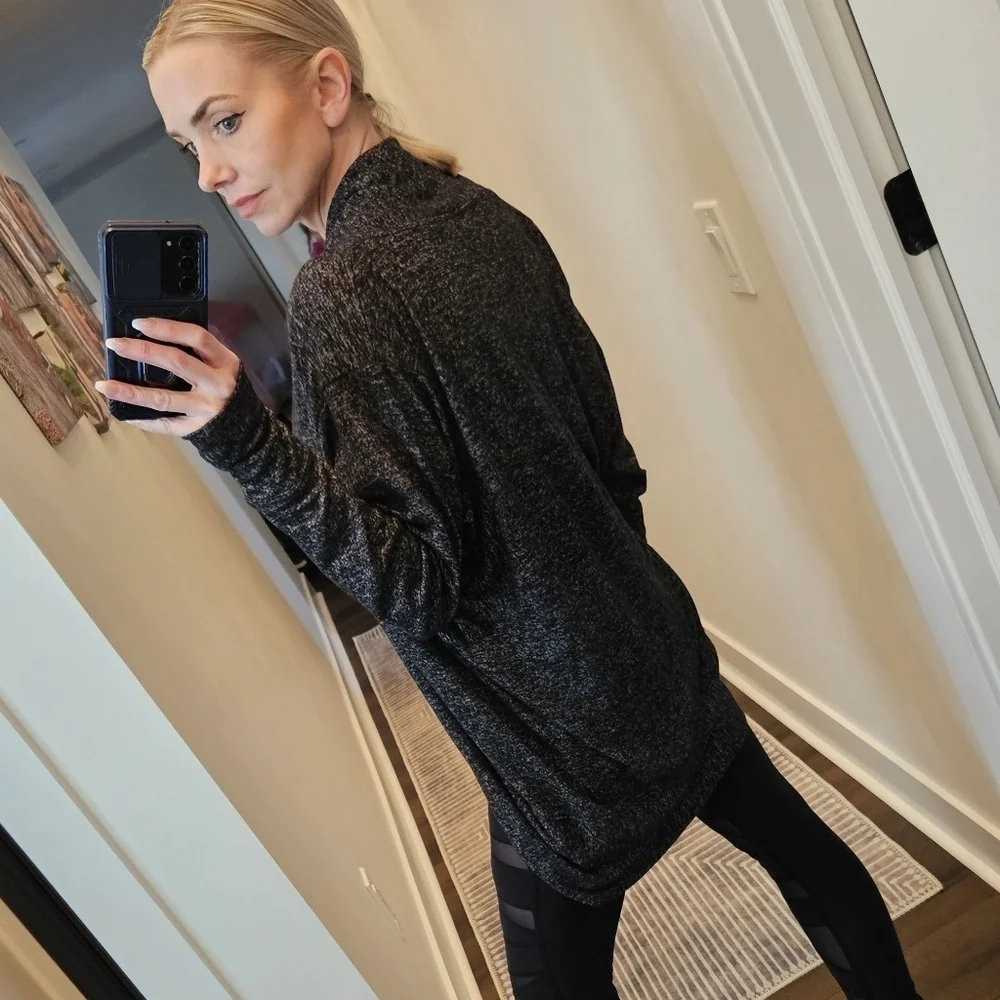 Athleta Heatheres Gray Open-Front Cardigan - Size Small